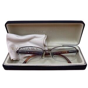 BVLGARI Eyeglasses Frames 1022/137/135 Tortoise Half Rim Designer Frames‎ w/Case